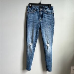 Kendall & Kylie Blue Distressed Kontour High Rise Jeans